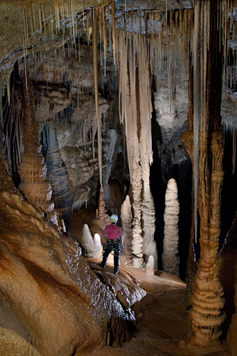 In cima alla Sala delle Cinque Colonne nel Ramo del Vento (foto V. Crobu)
